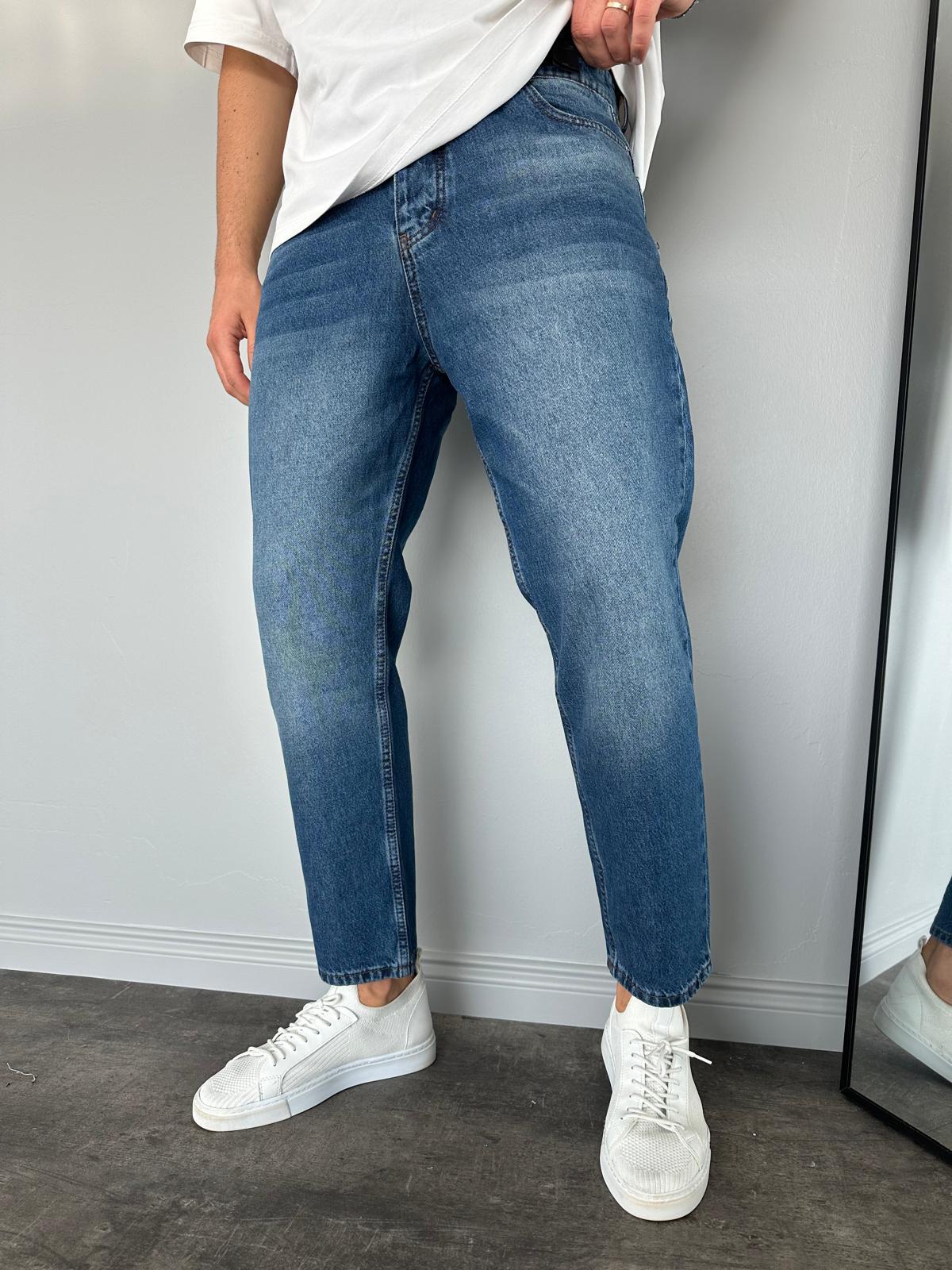 Lacivert Taşlamalı Boyfriend Jean
