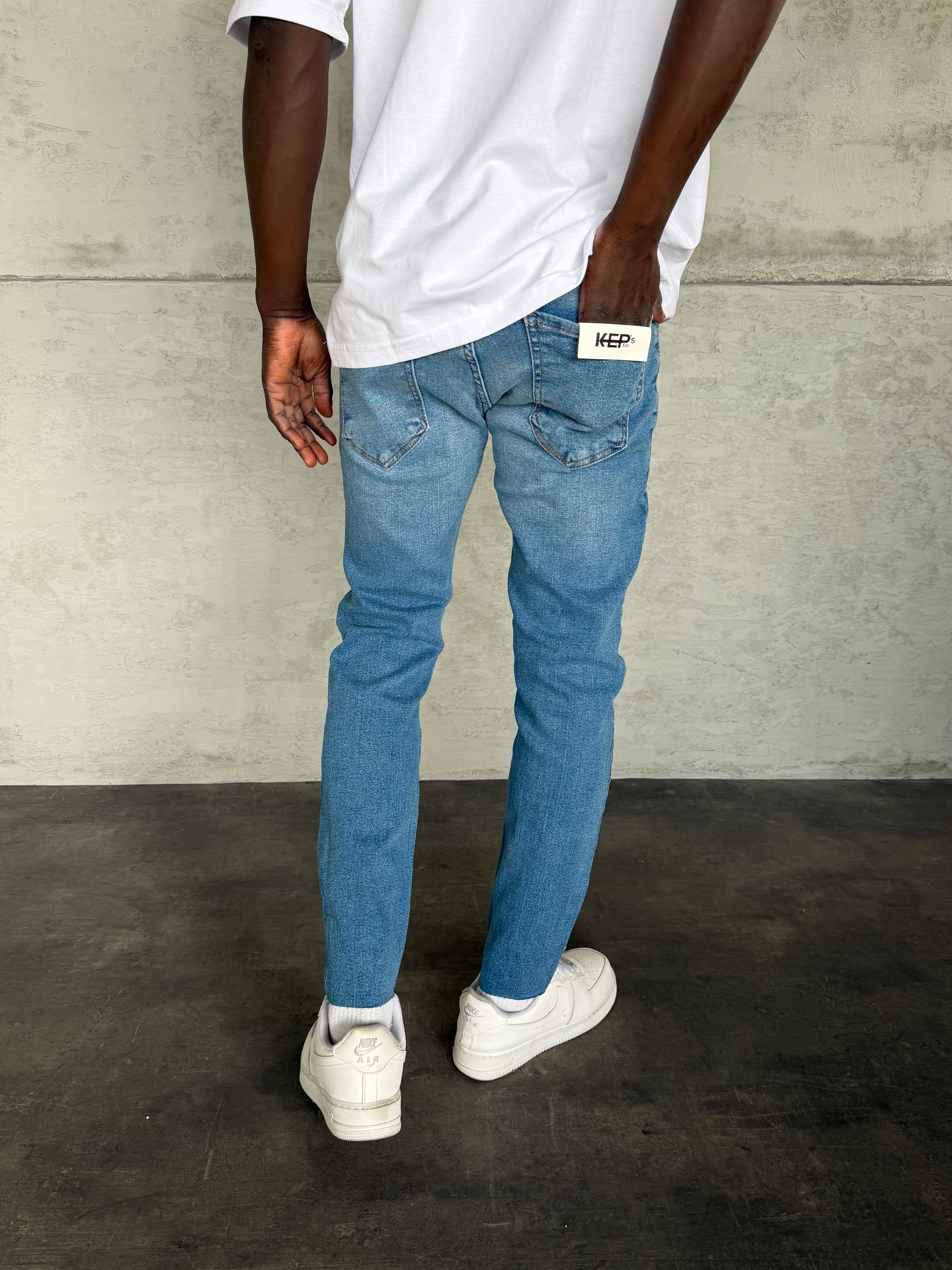 Mavi Yırtıklı Slimfit Jean