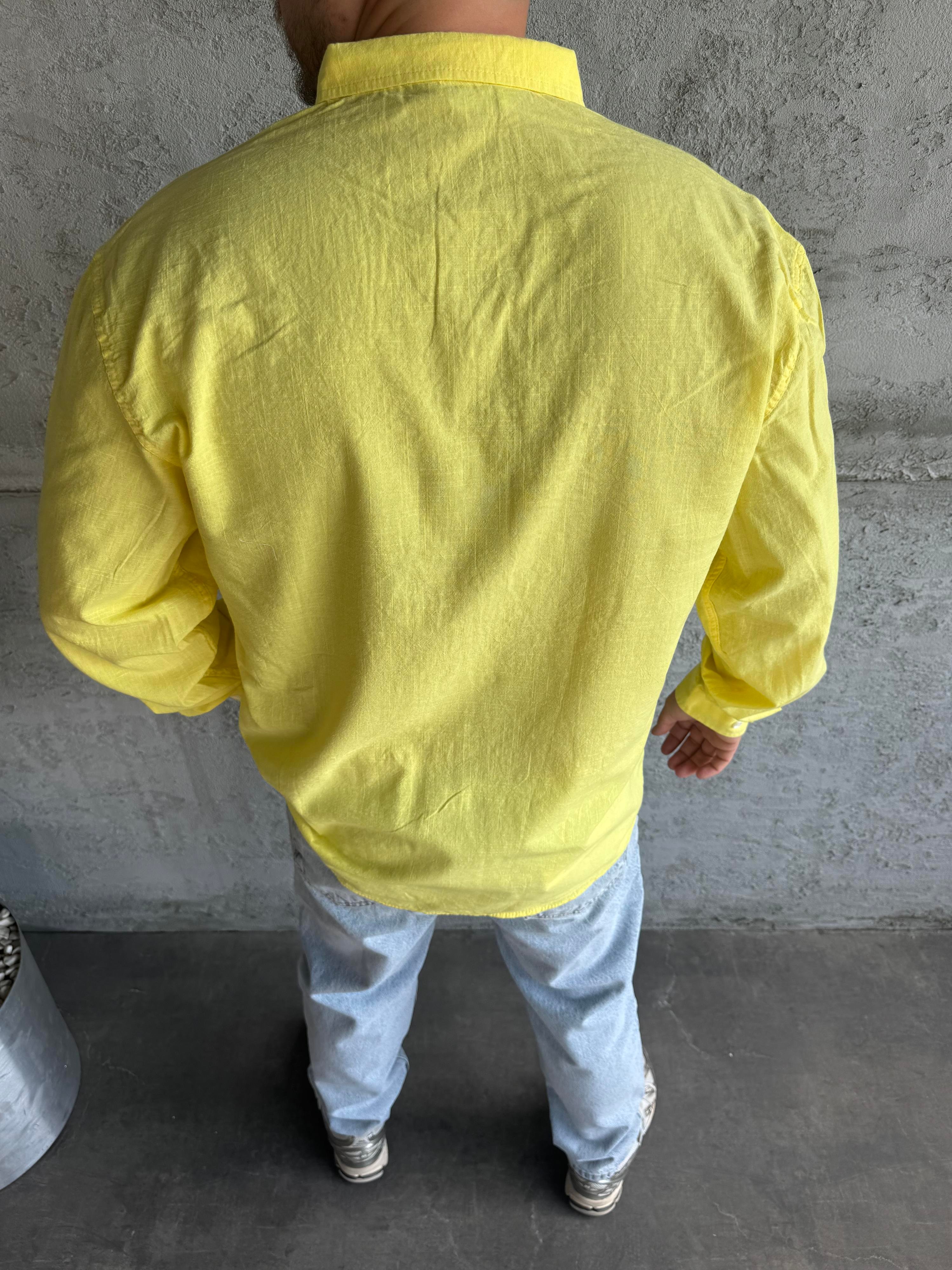 Sarı Fresh Keten Basic Gömlek