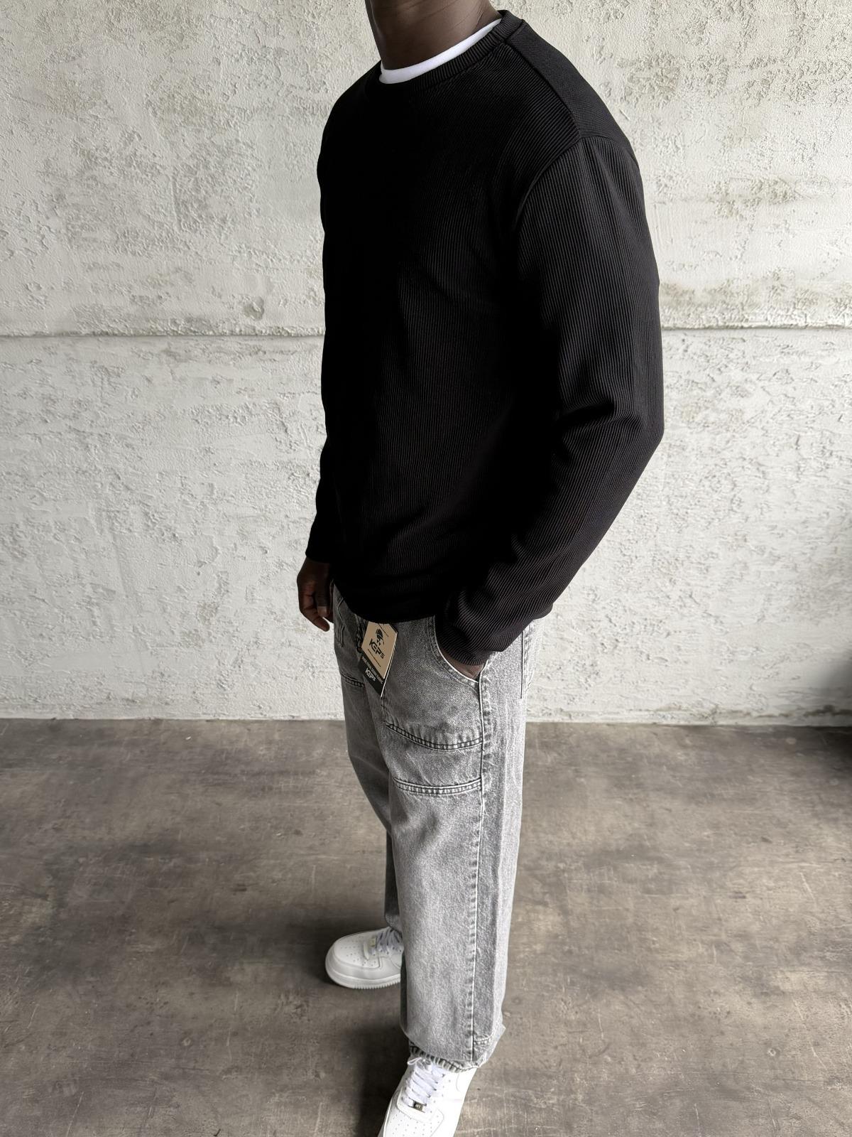 Siyah Fitili Basic Sweatshirt