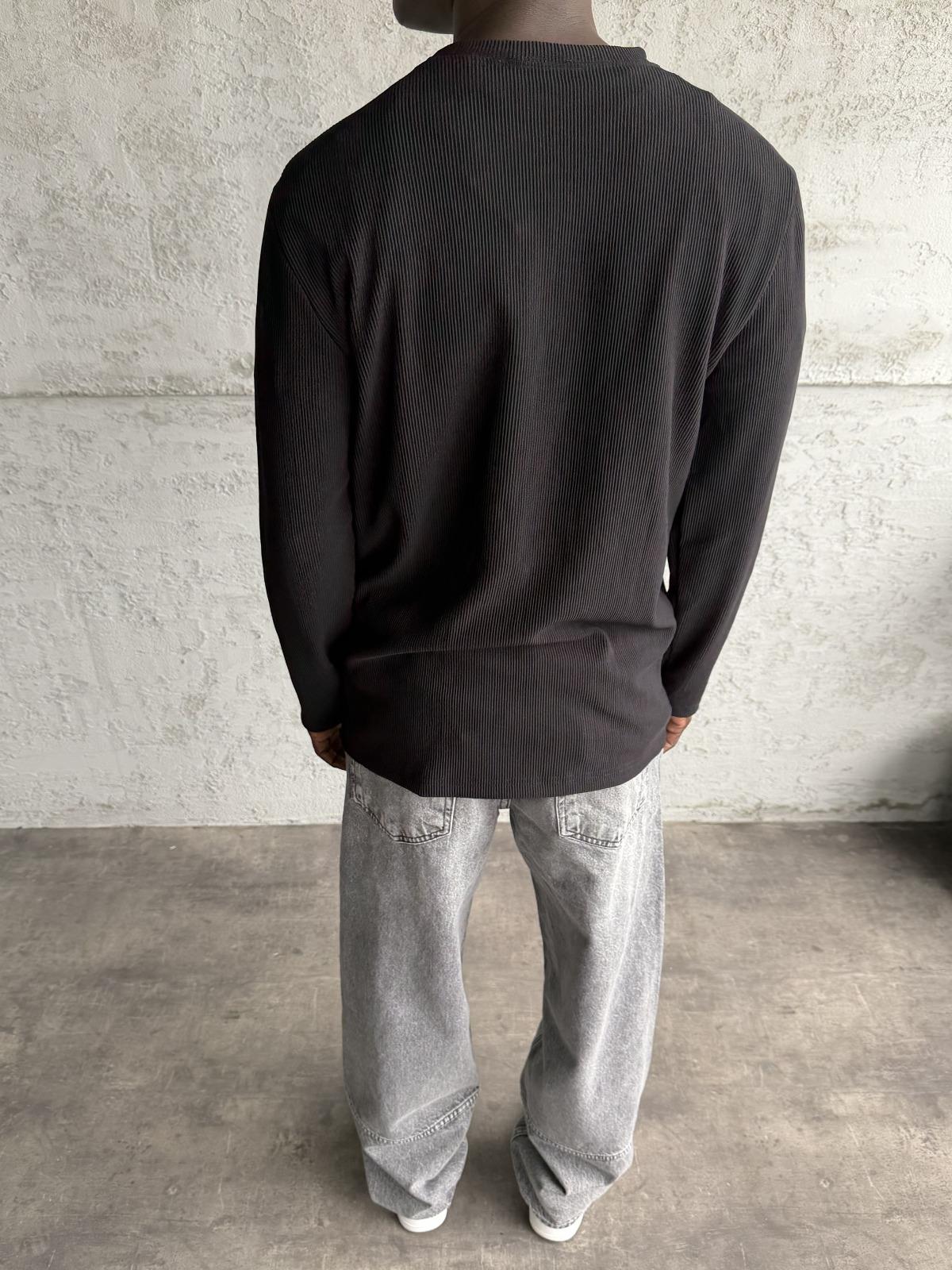 Siyah Fitili Basic Sweatshirt