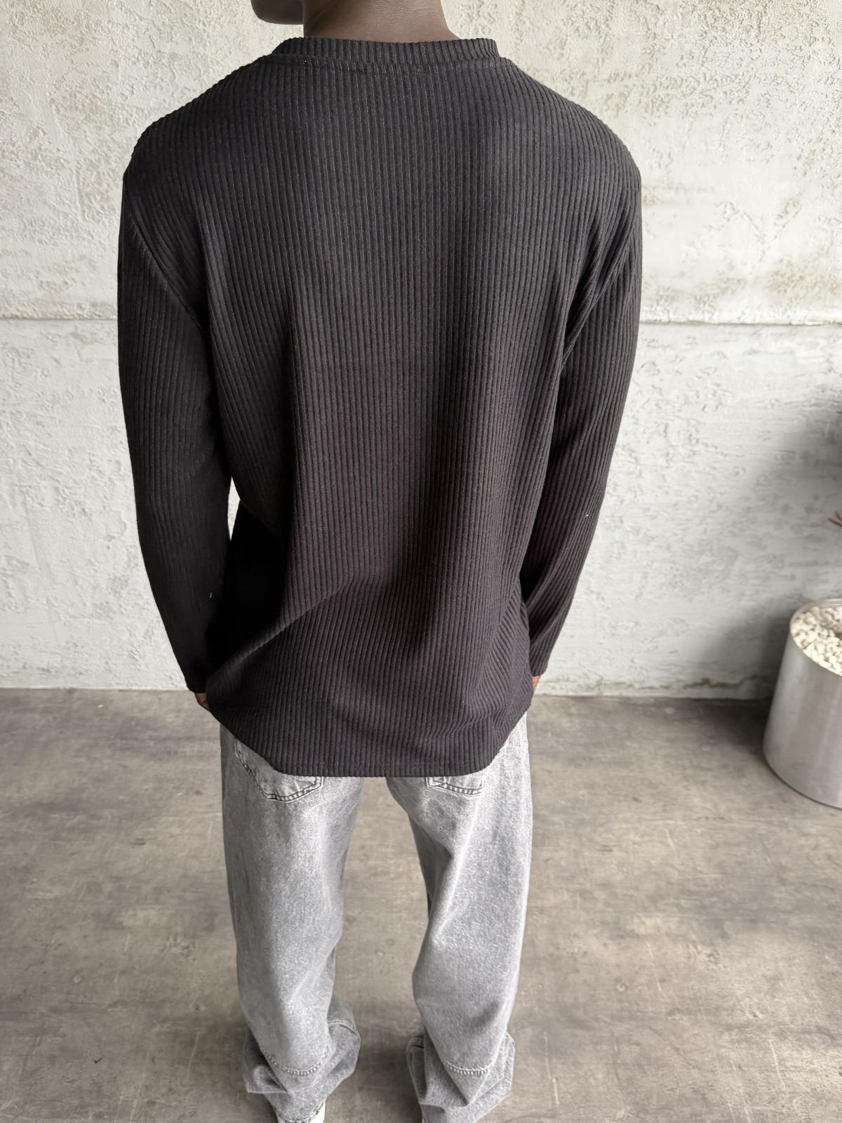 Siyah Fitilli Basic Sweatshirt