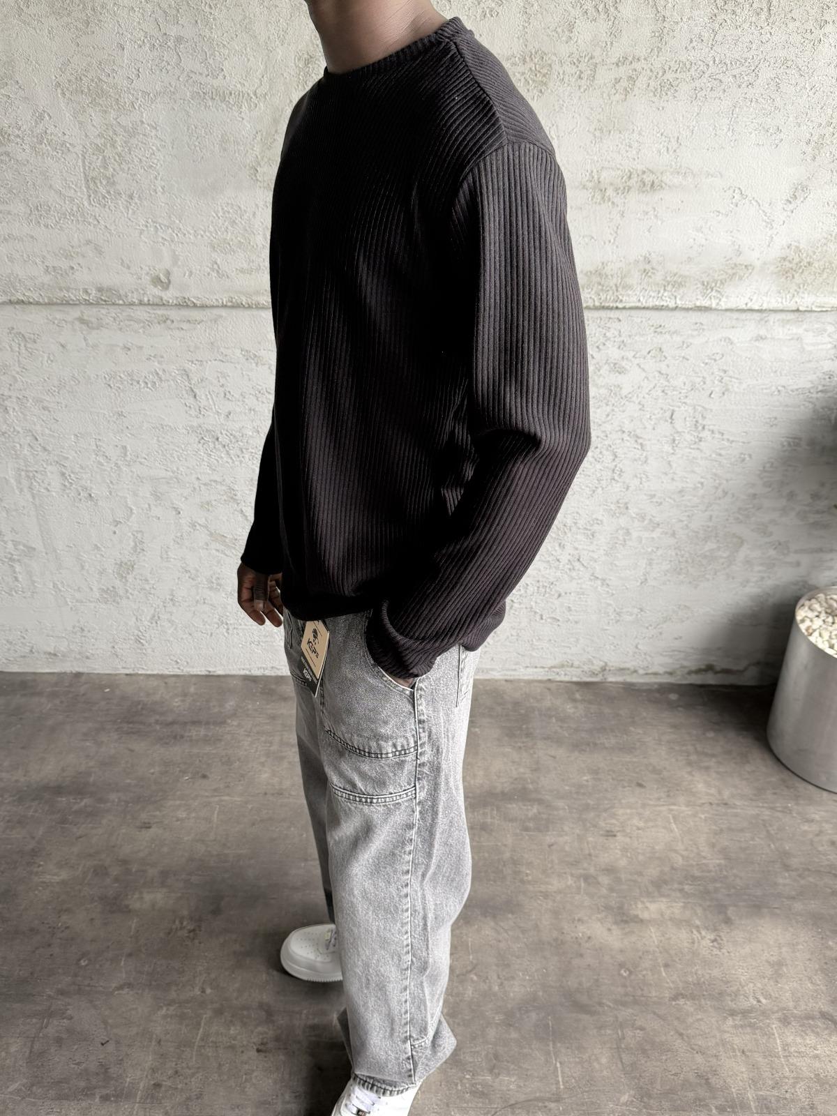 Siyah Fitilli Basic Sweatshirt