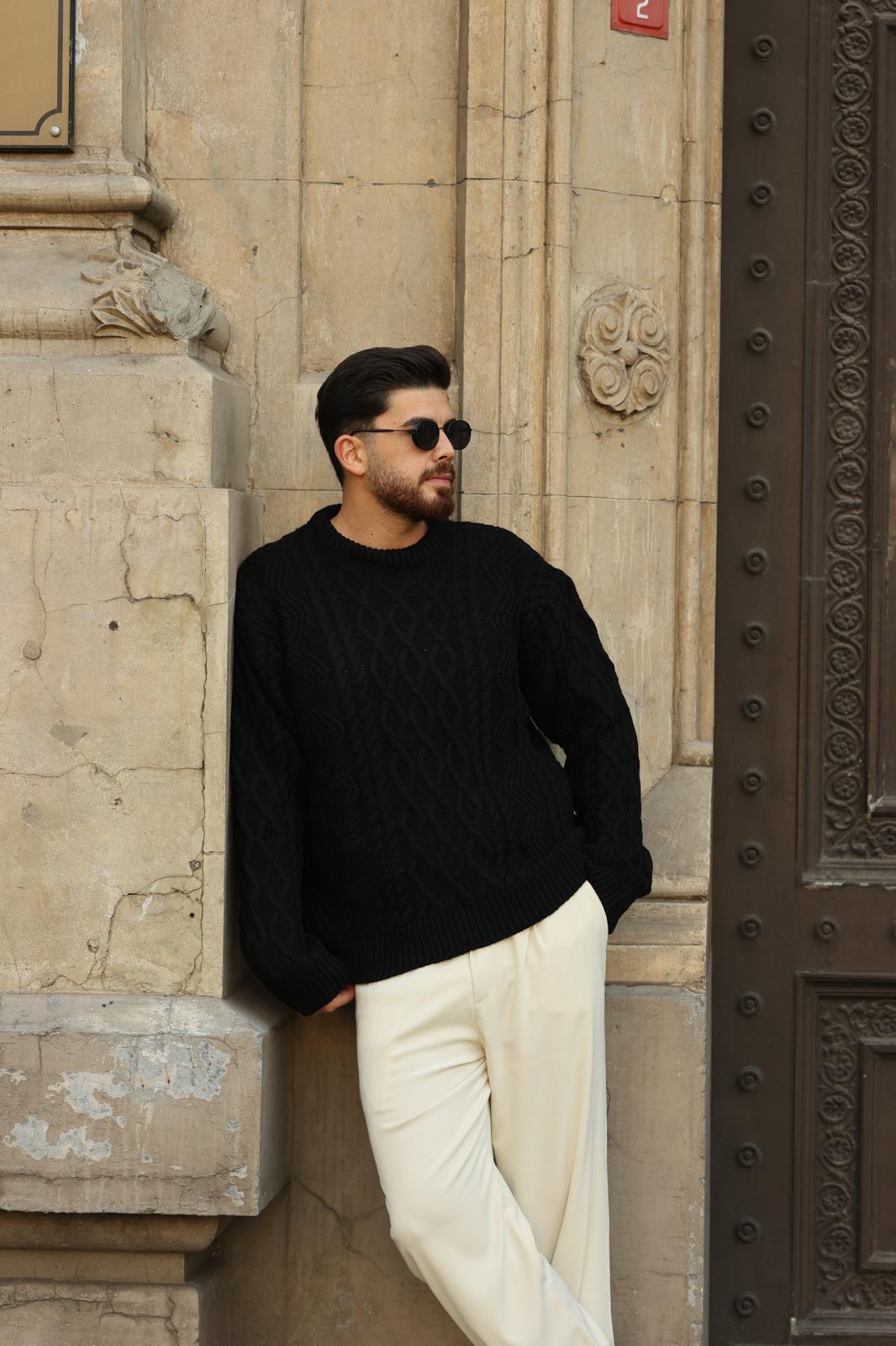 Siyah Örgü Triko Kazak