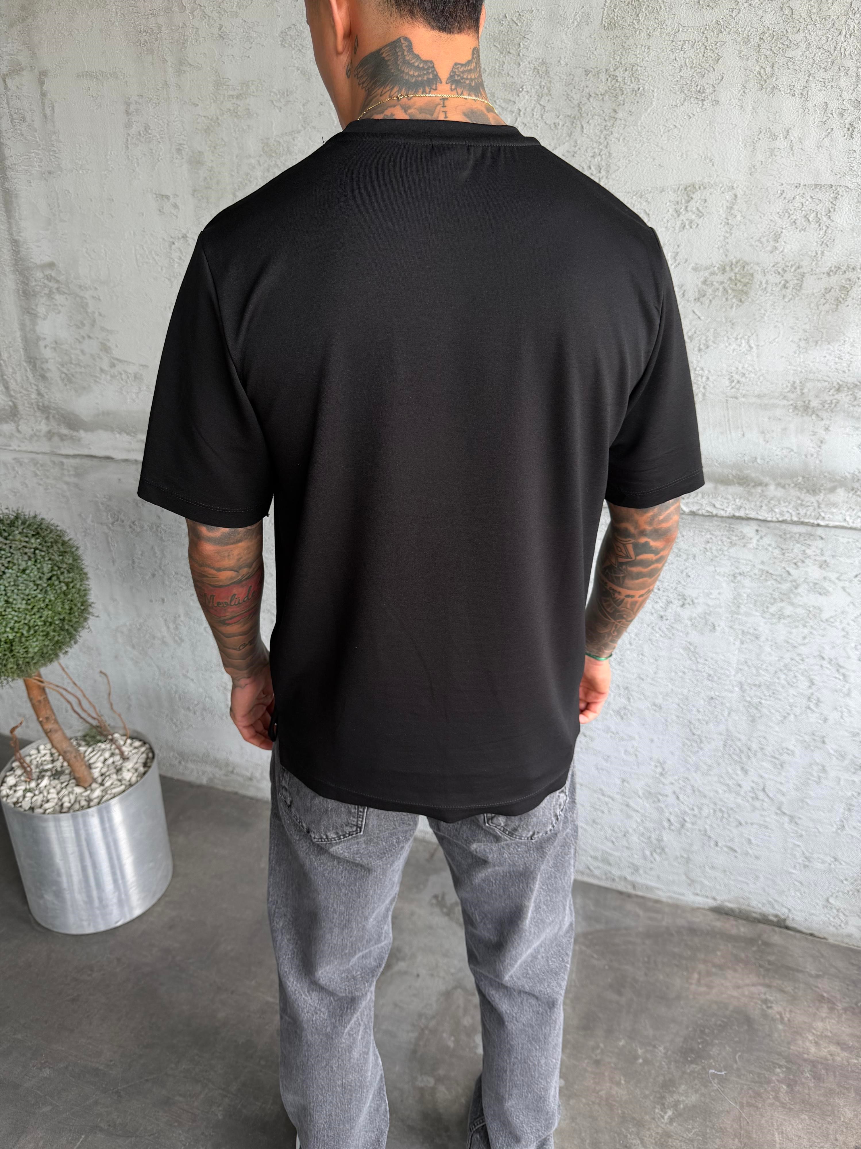 Siyah Premium Kumaş Basic T-Shirt