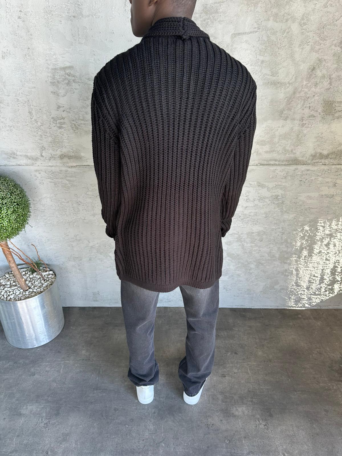 Siyah Uzun Örme Hırka