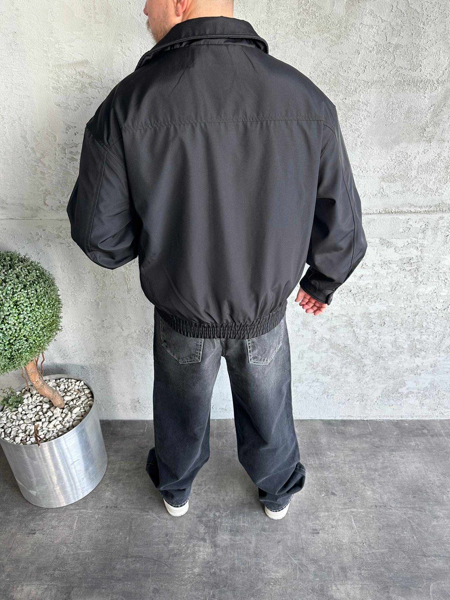 Siyah Yağmurluk Bomber Ceket