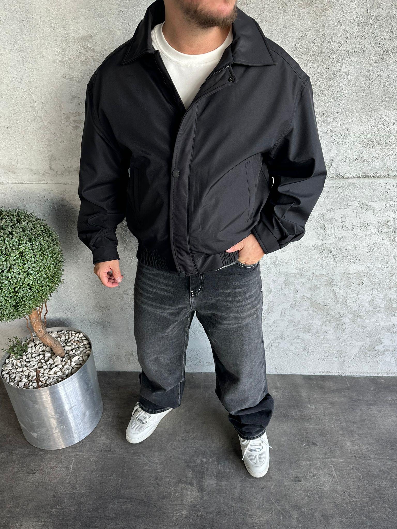 Siyah Yağmurluk Bomber Ceket