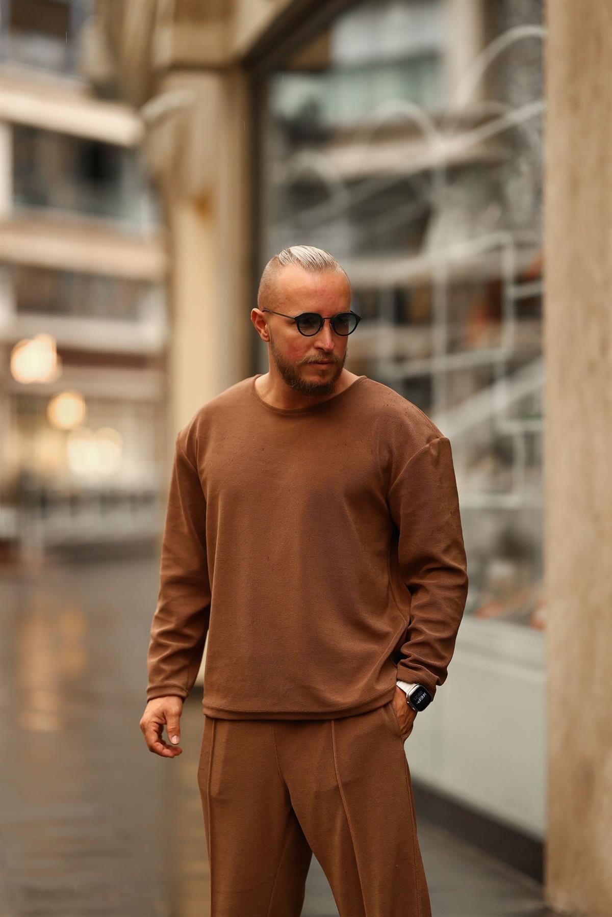 Taba Havlu Kumaş Basic Sweatshirt