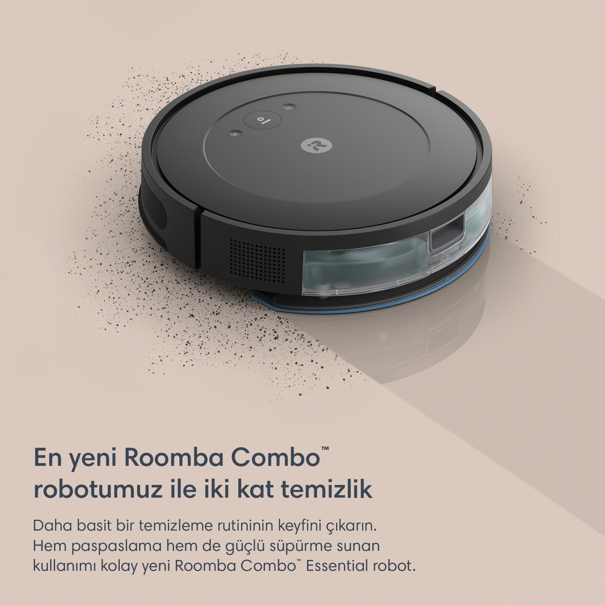 iRobot Roomba Combo Essential Robot Süpürge 7000 Pa Emiş Gücü ile Düz Zemin İçin Akıllı Kontrol iROBOT