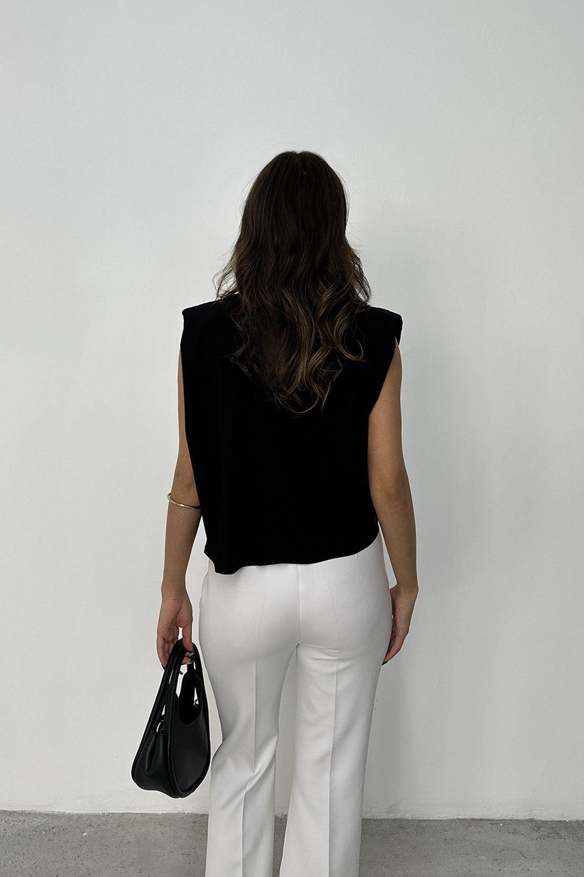 Kadın Degaje Yaka Vatkalı Bluz