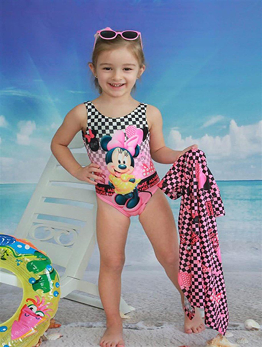 İpek Kids Minnie Mouse Kız Mayo Pareo dahil