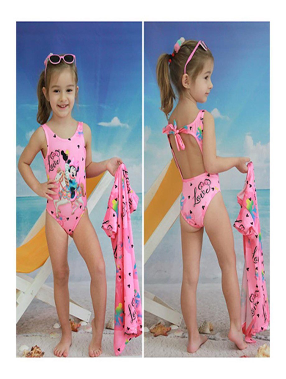 İpek Kids Minnie Mouse Kız Mayo Pareo dahil