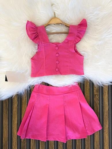 İPEKKİDS ETEK BLUZ KOMBİN PEMBE