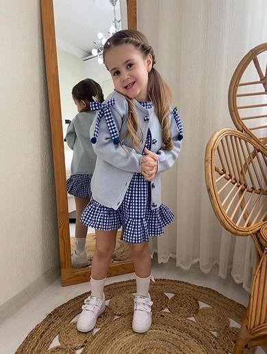 İPEKKİDS KIZ ÇOCUK TRİKO HIRKA ELBİSE KOMBİN