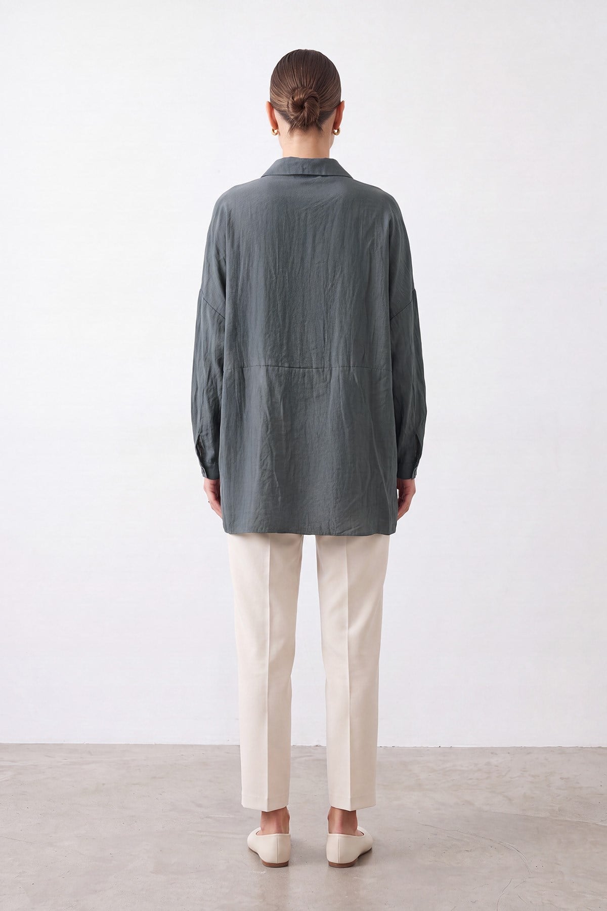 Basic Oversize Gömlek - Füme Gömlek Puane 