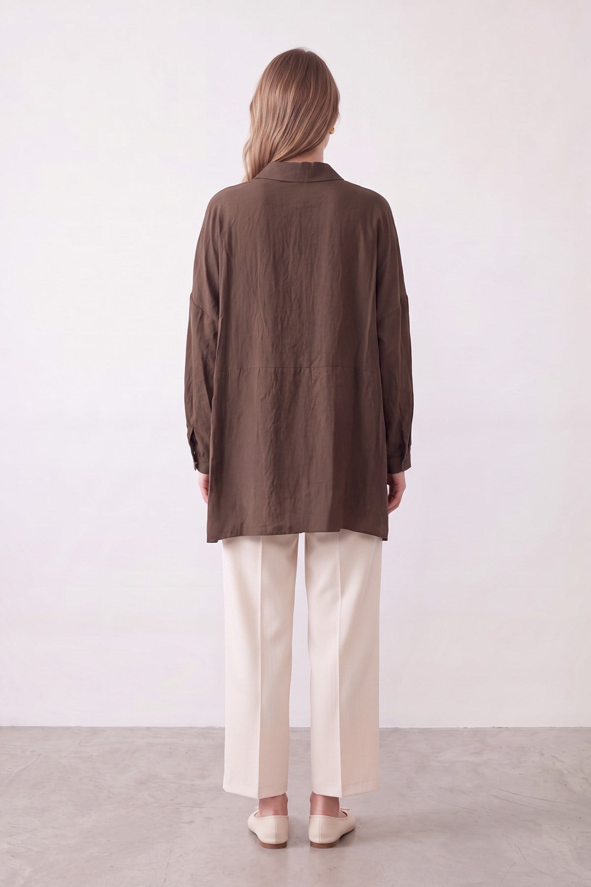 Basic Oversize Gömlek - Kahverengi Gömlek Puane 