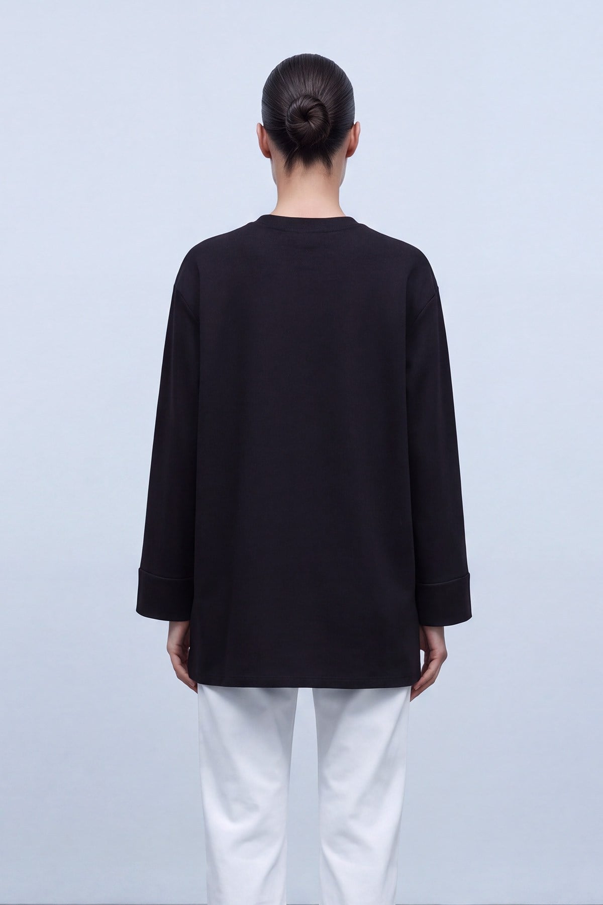 Bisiklet Yaka Manşetli Basic Tunik Siyah Tunik Soul 