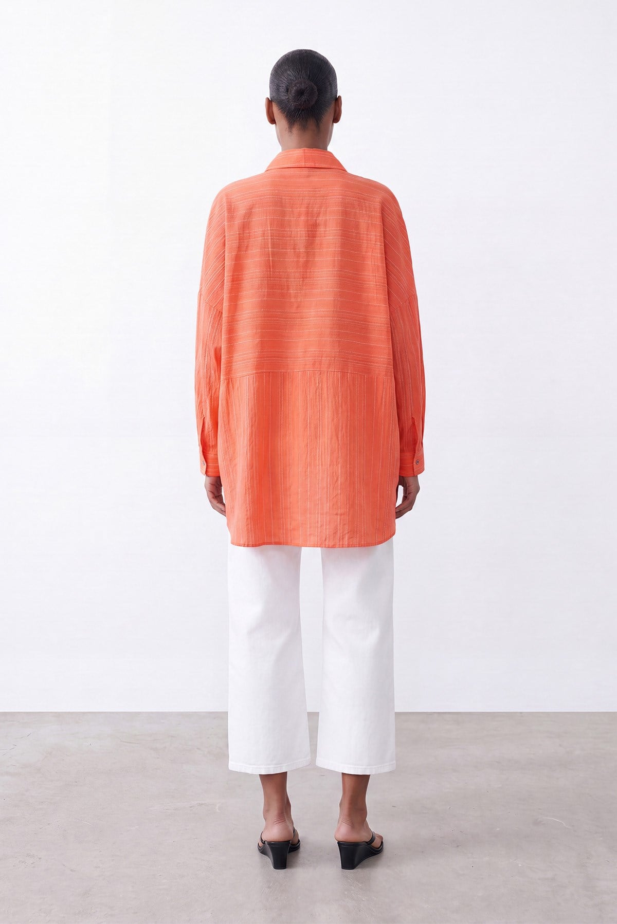 Çizgili Oversize Gömlek -10800TUN - Mercan Tunik Puane 