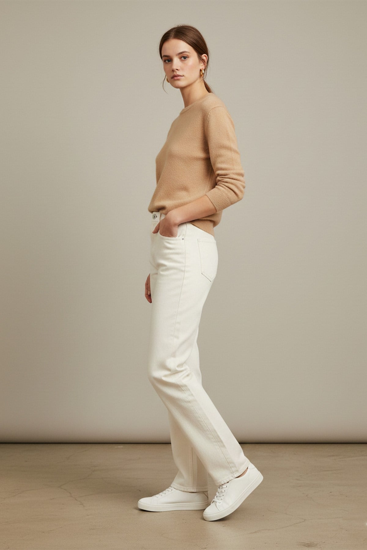 Kadın Basic Denim Pantolon -32273PNT Beyaz Pantolon Soul 