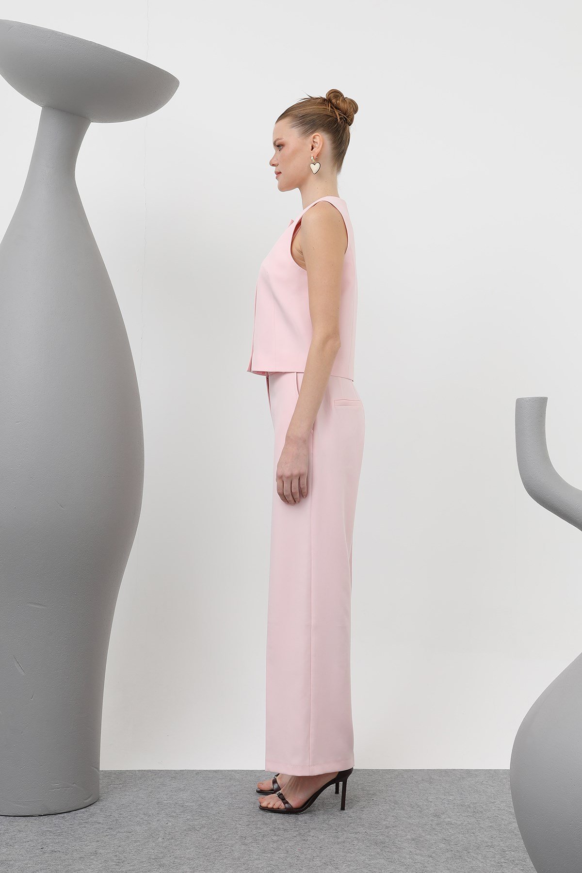 Kadın Basic Kemerli Pantolon - 32152PNT Pembe Pantolon Soul 