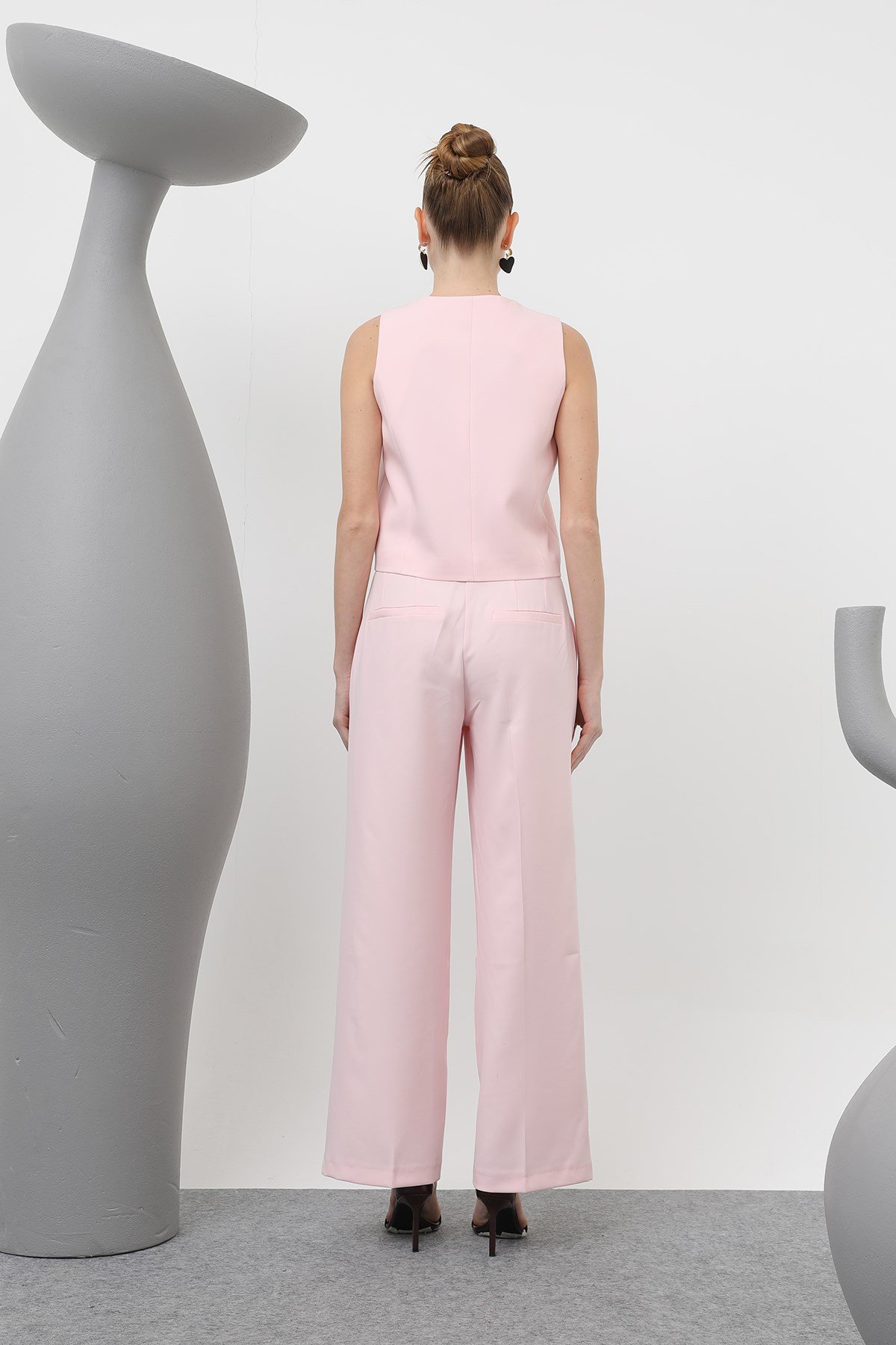 Kadın Basic Kemerli Pantolon - 32152PNT Pembe Pantolon Soul 