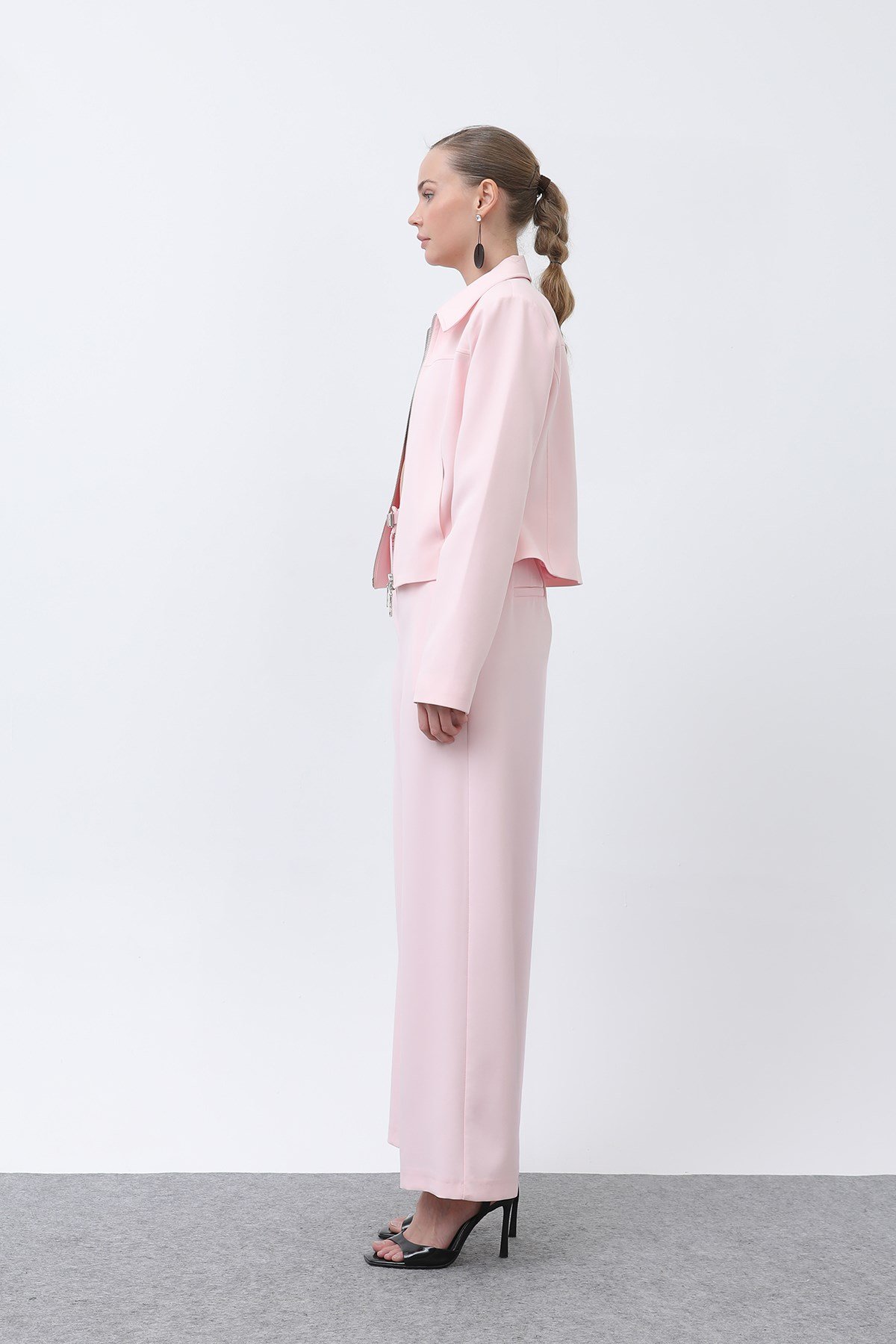 Kadın Basic Kemerli Pantolon - 32152PNT Pembe Pantolon Soul 