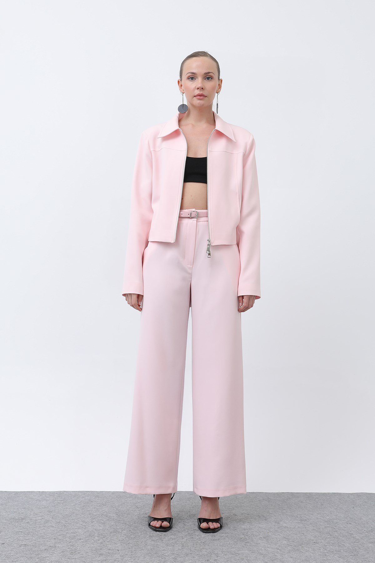 Kadın Basic Kemerli Pantolon - 32152PNT Pembe Pantolon Soul 