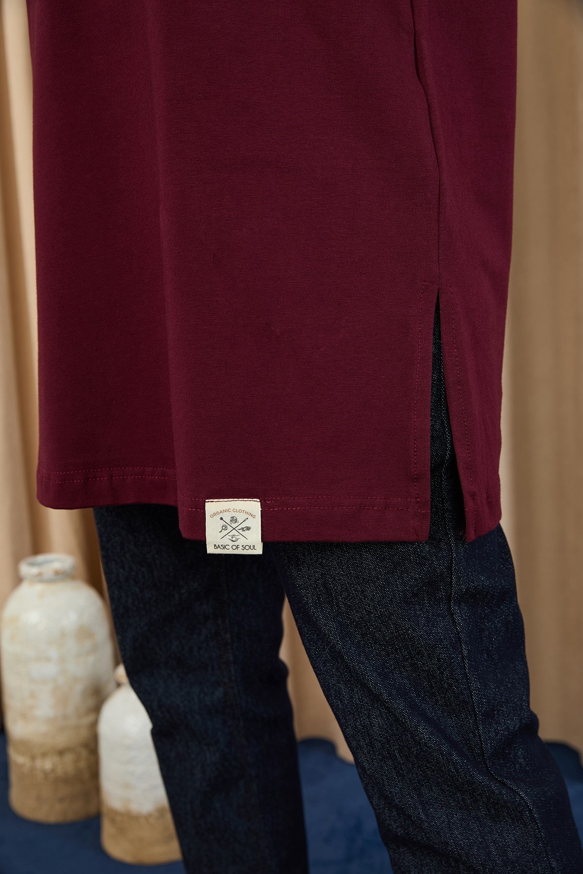 Kadın Basic Kolsuz T-shirt  - 30725TUN Bordo Tunik Soul 