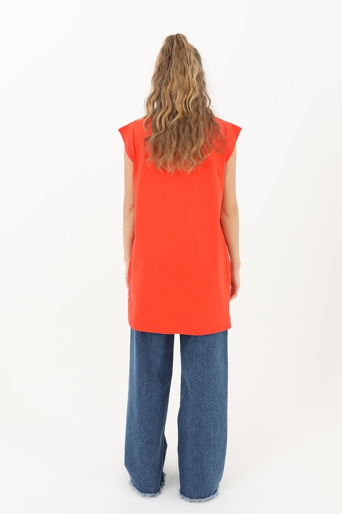 Kadın Basic Kolsuz T-shirt  - 30725TUN - Kırmızı Tunik Soul 