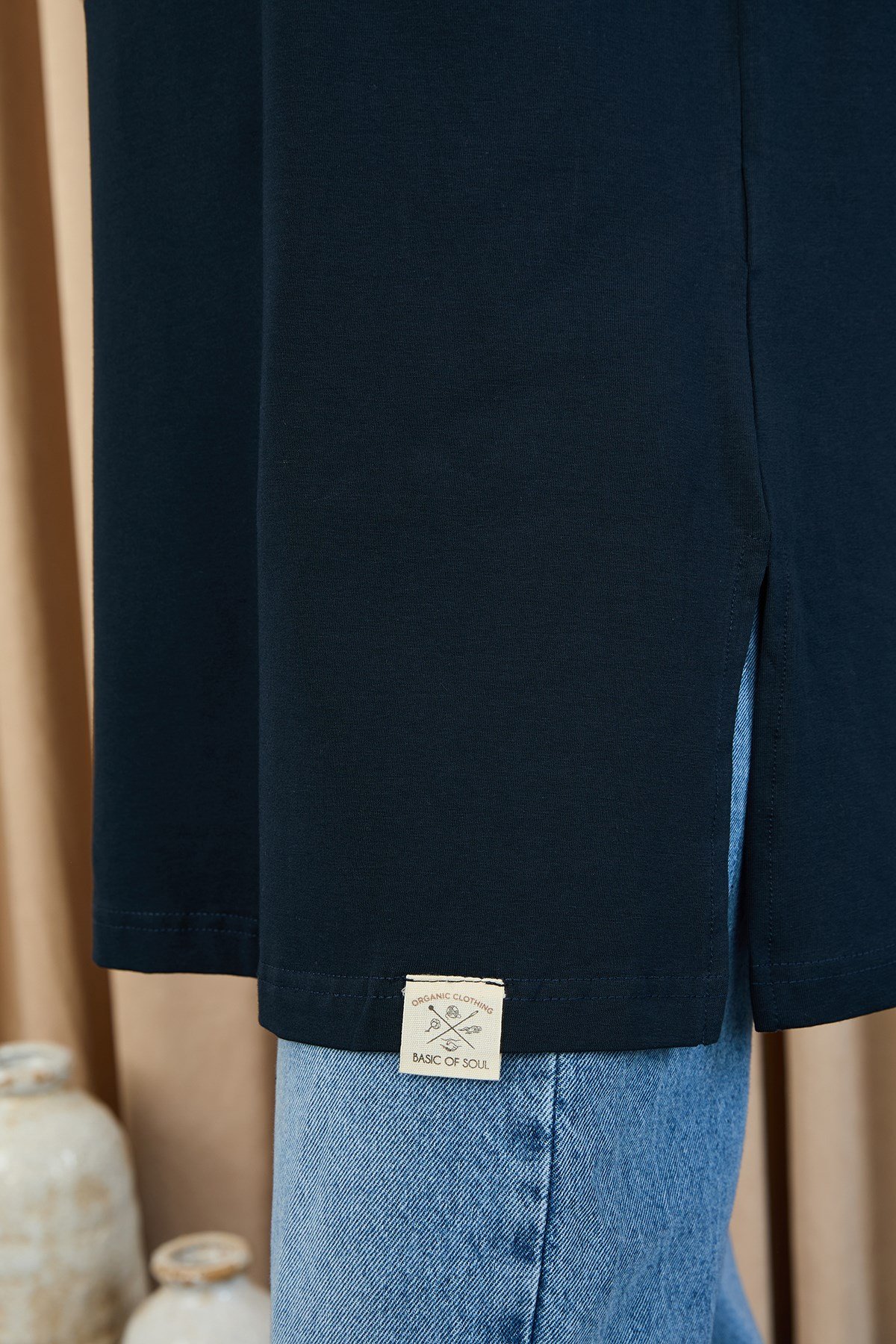 Kadın Basic Kolsuz T-shirt  - 30725TUN Lacivert Tunik Soul 