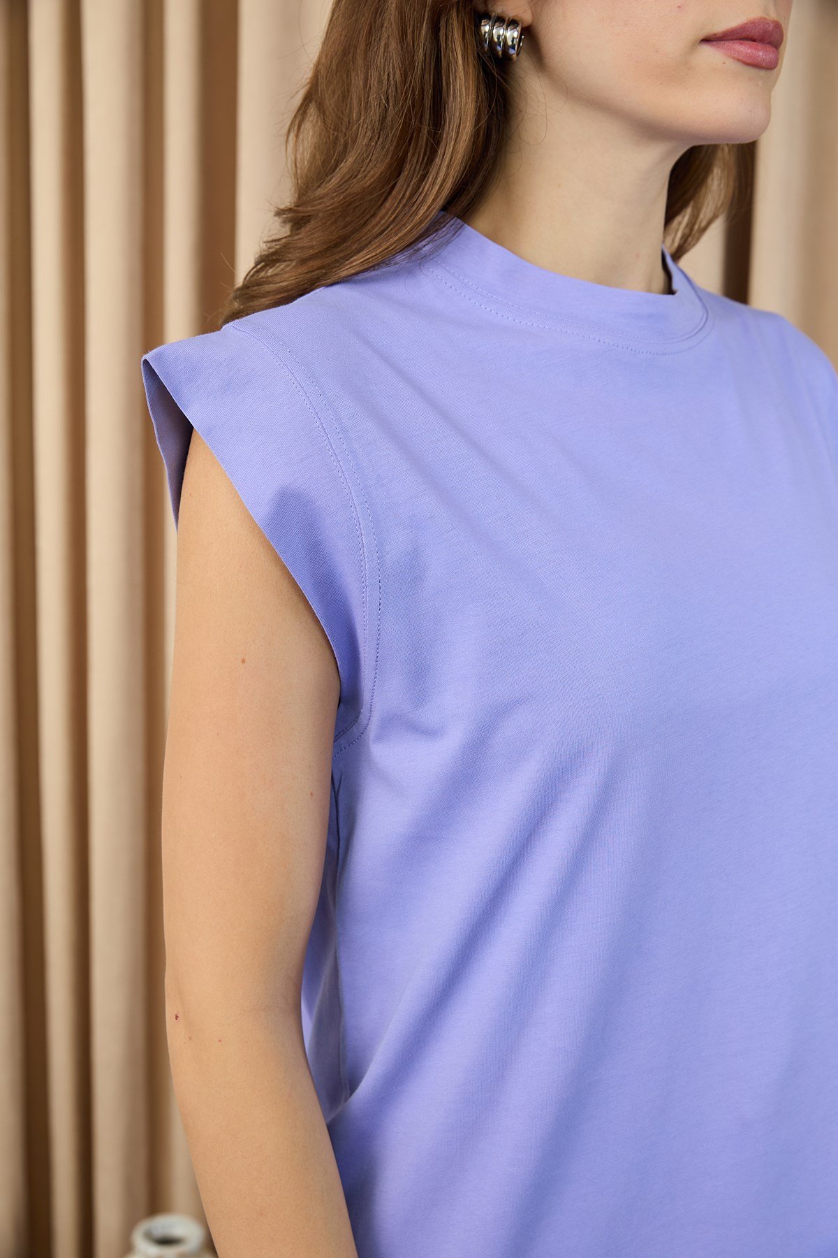 Kadın Basic Kolsuz T-shirt  - 30725TUN Lila Tunik Soul 