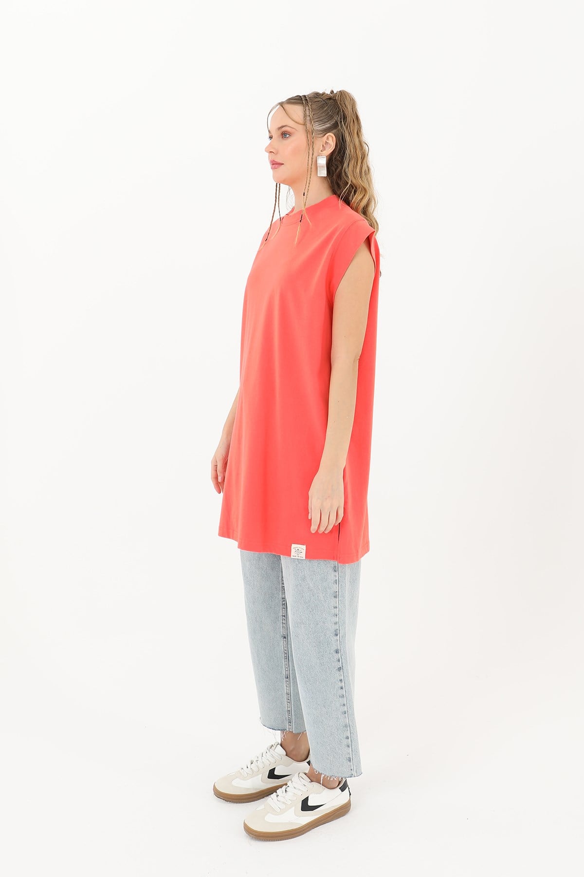Kadın Basic Kolsuz T-shirt  - 30725TUN - Mercan Tunik Soul 