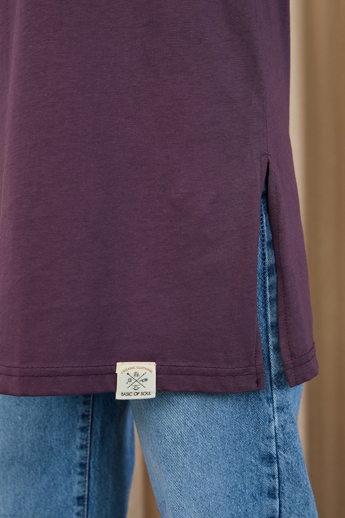 Kadın Basic Kolsuz T-shirt  - 30725TUN Mürdüm Tunik Soul 