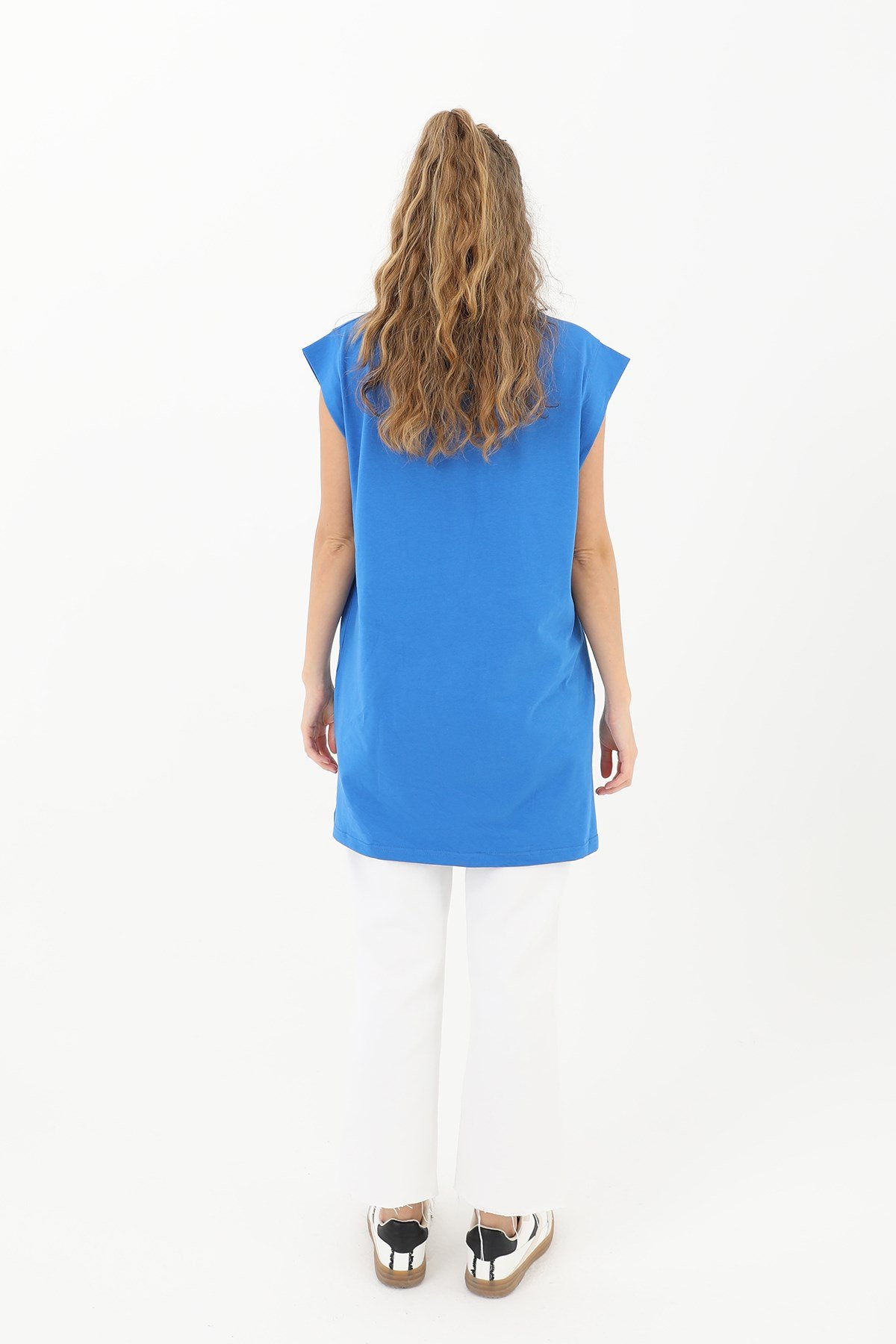 Kadın Basic Kolsuz T-shirt  - 30725TUN Parlament Mavisi Tunik Soul 