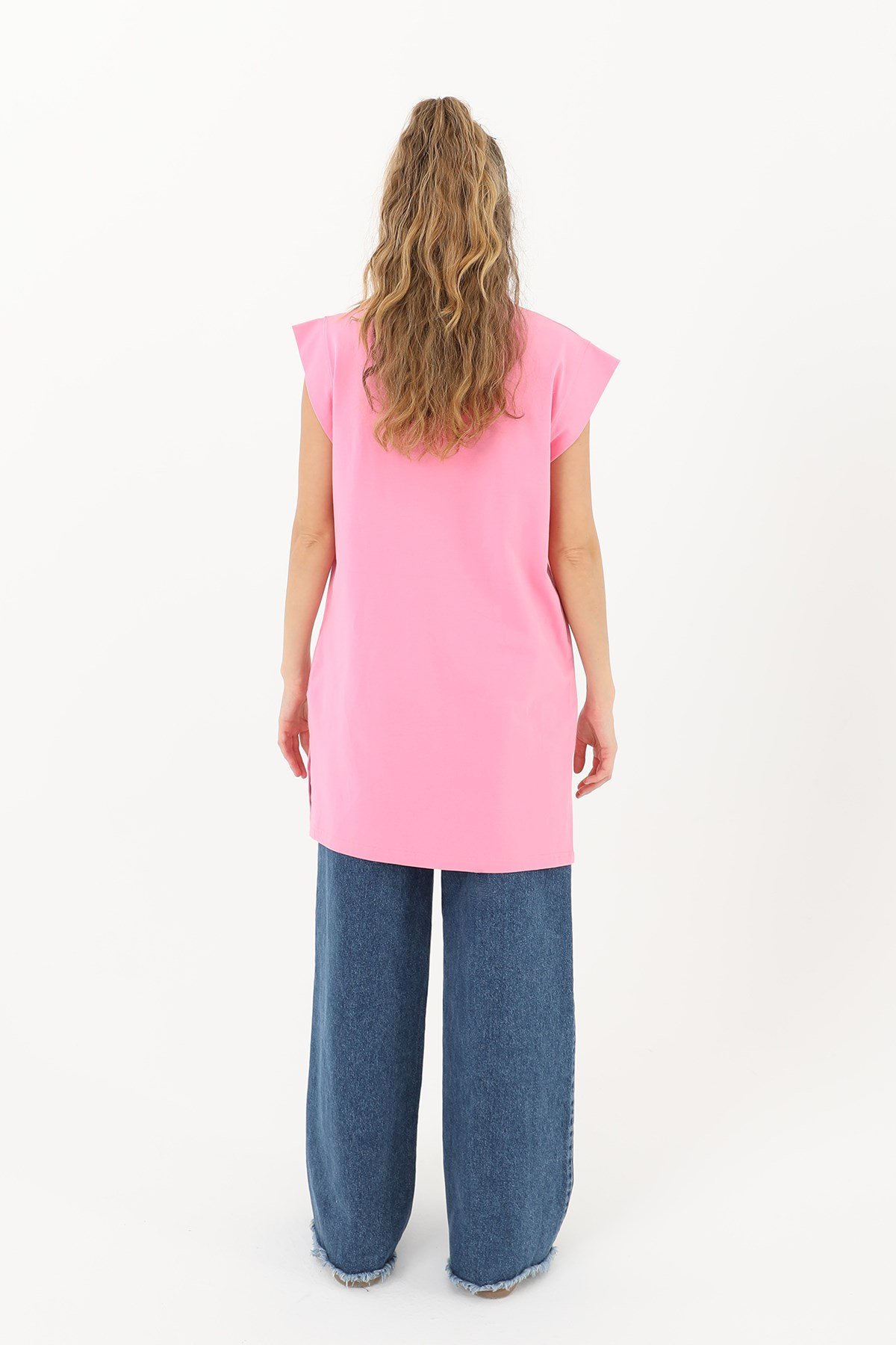 Kadın Basic Kolsuz T-shirt  - 30725TUN Pembe Tunik Soul 