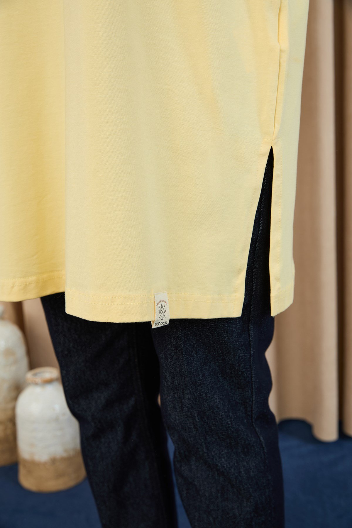 Kadın Basic Kolsuz T-shirt  - 30725TUN Sarı Tunik Soul 