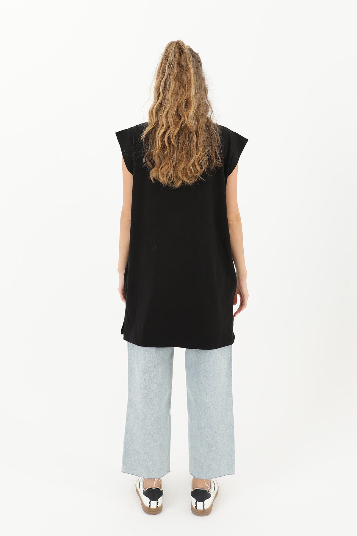 Kadın Basic Kolsuz T-shirt  - 30725TUN Siyah Tunik Soul 