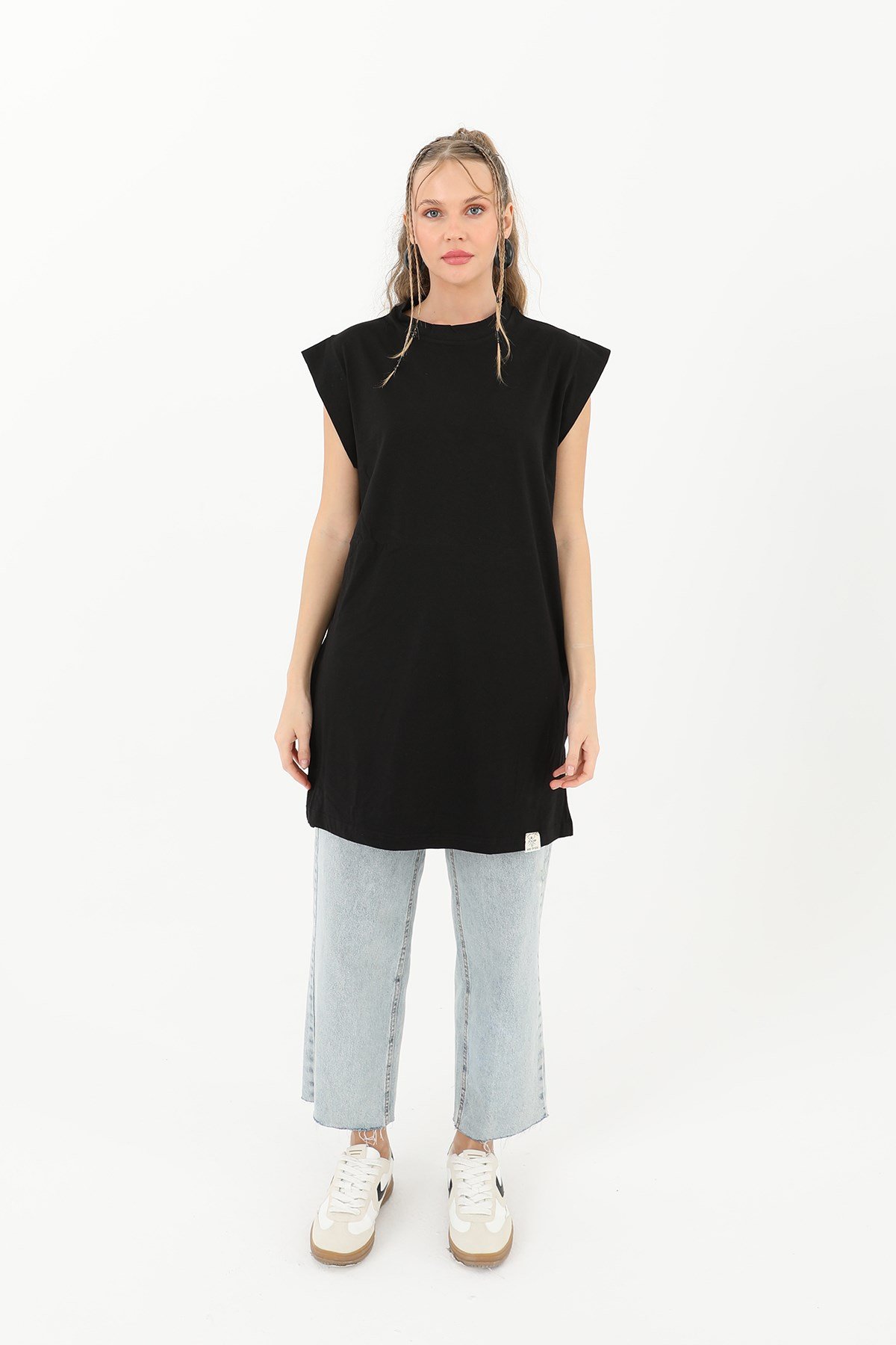 Kadın Basic Kolsuz T-shirt  - 30725TUN Siyah Tunik Soul 