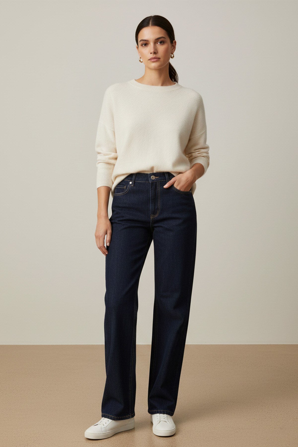 Kadın Basic Pantolon -32194PNT - Koyu Mavi Pantolon Soul 