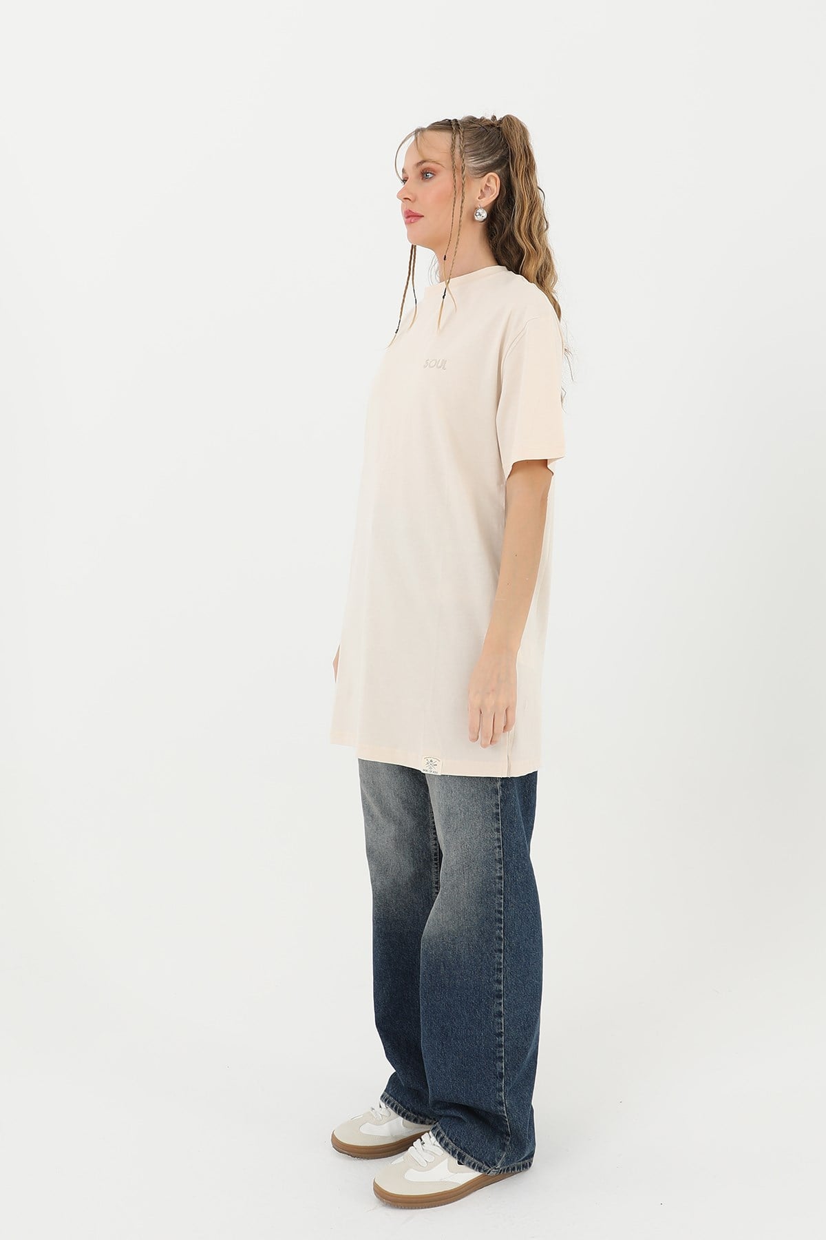 Kadın Basic T-shirt - 30727TSH - Bej Tshirt Soul 