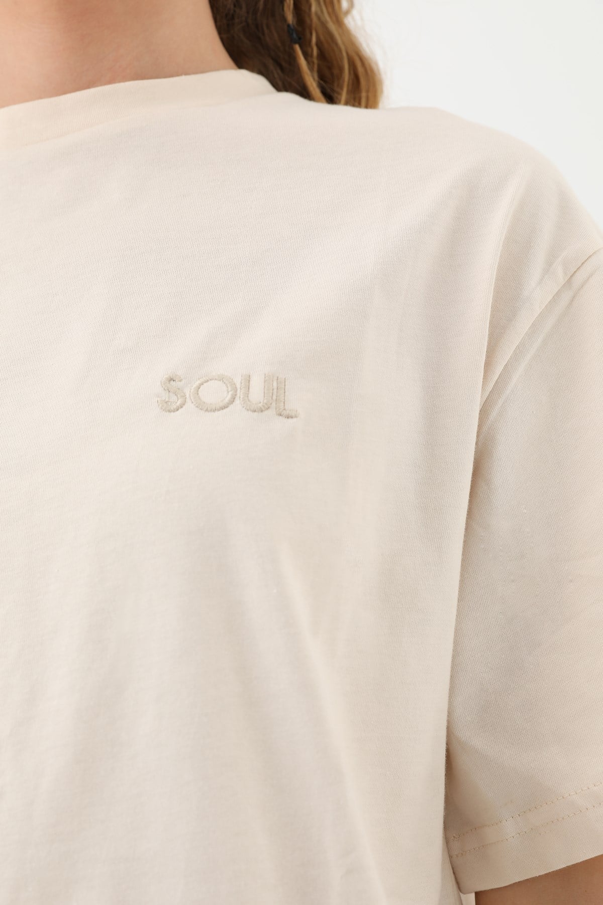 Kadın Basic T-shirt - 30727TSH - Bej Tshirt Soul 