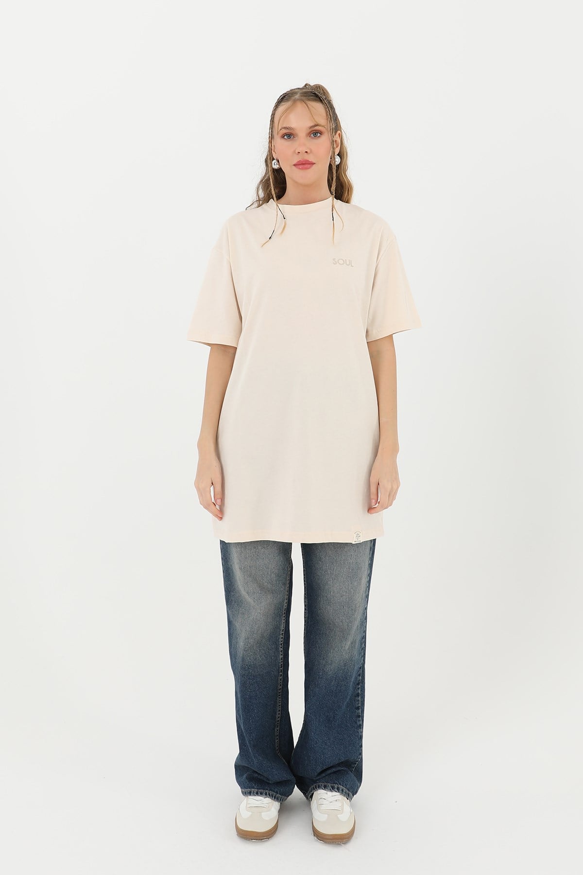 Kadın Basic T-shirt - 30727TSH - Bej Tshirt Soul 