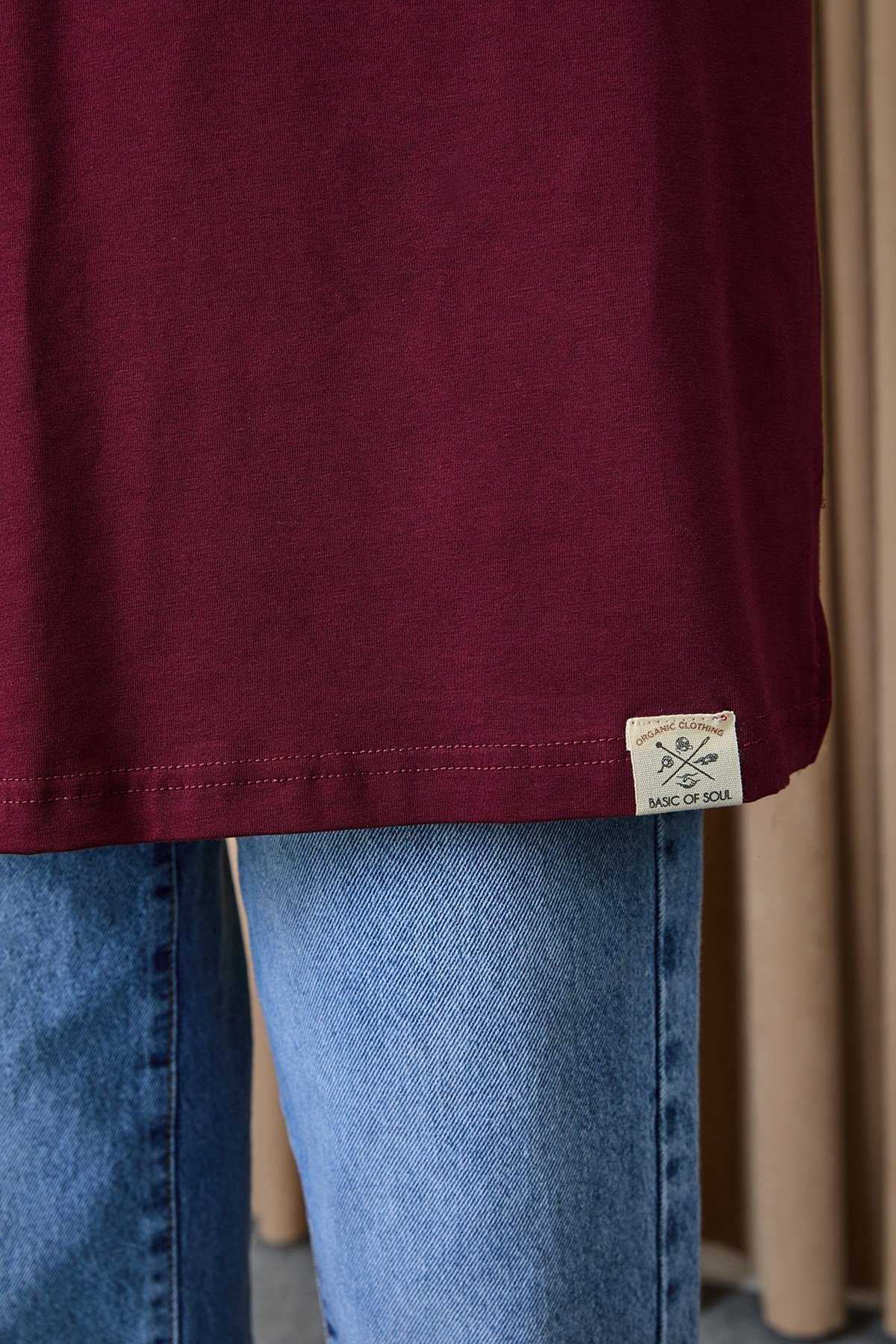 Kadın Basic T-shirt - 30727TSH Bordo Tshirt Soul 