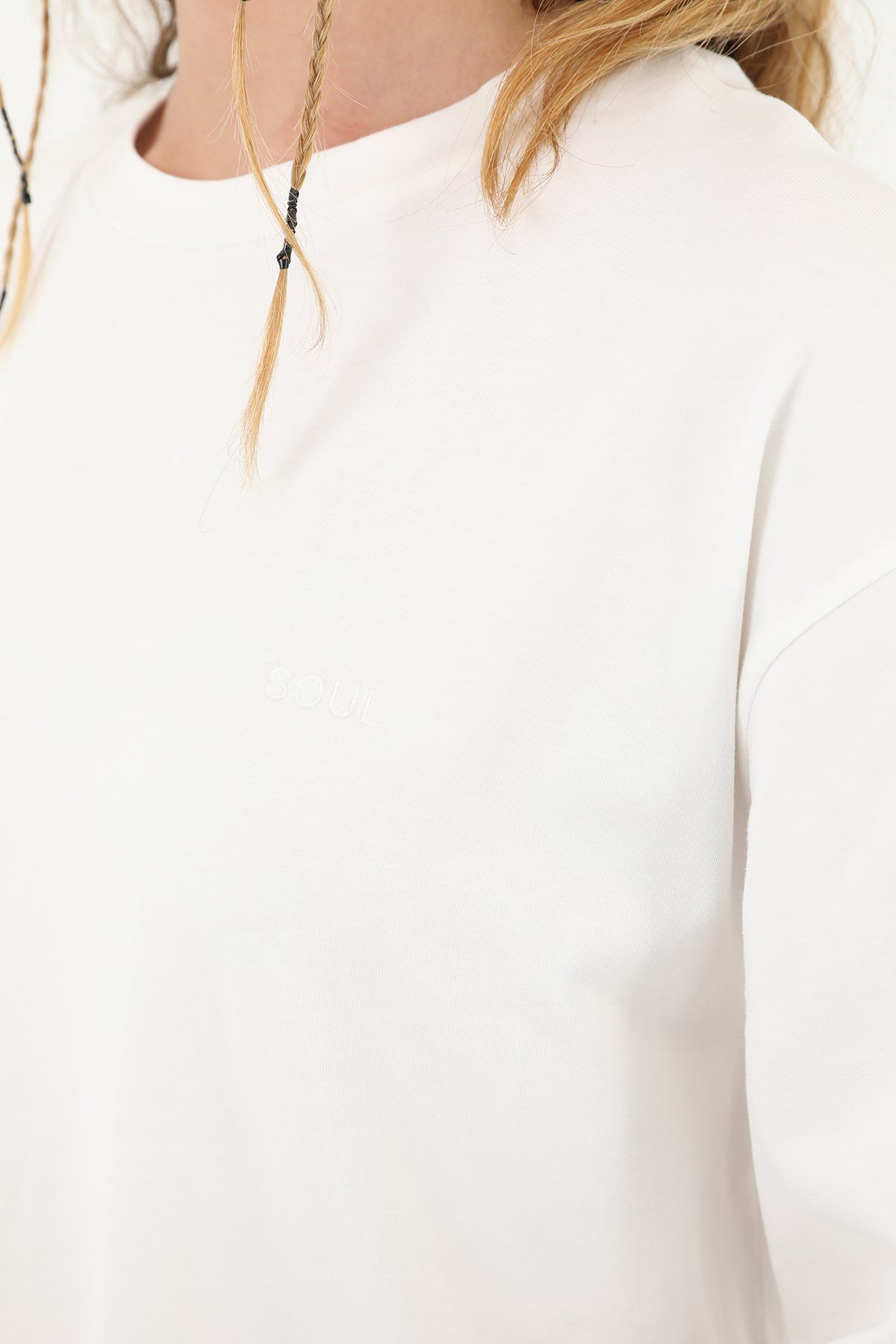 Kadın Basic T-shirt - 30727TSH - Ekru Tshirt Soul 