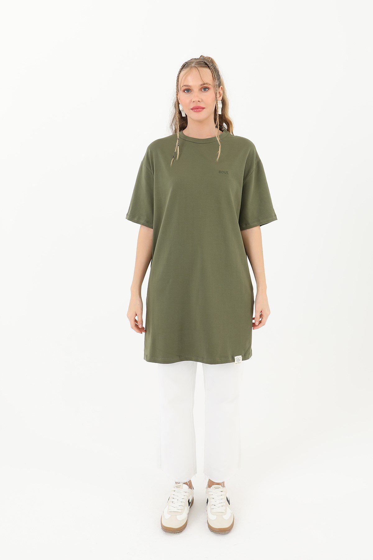 Kadın Basic T-shirt - 30727TSH - Haki Tshirt Soul 