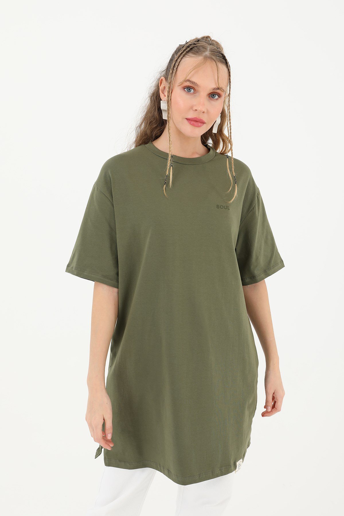 Kadın Basic T-shirt - 30727TSH - Haki Tshirt Soul 