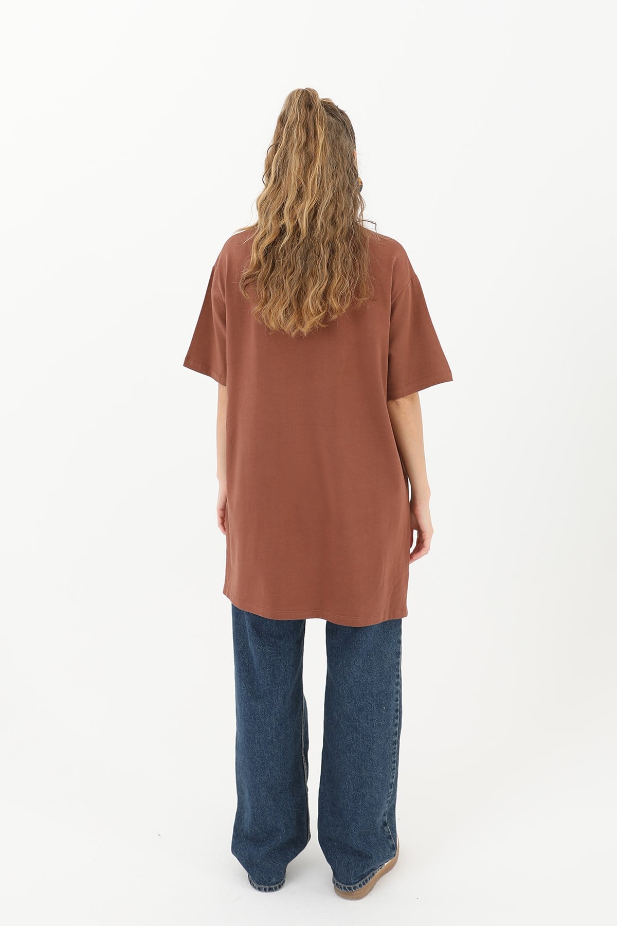 Kadın Basic T-shirt - 30727TSH - Kahverengi Tshirt Soul 