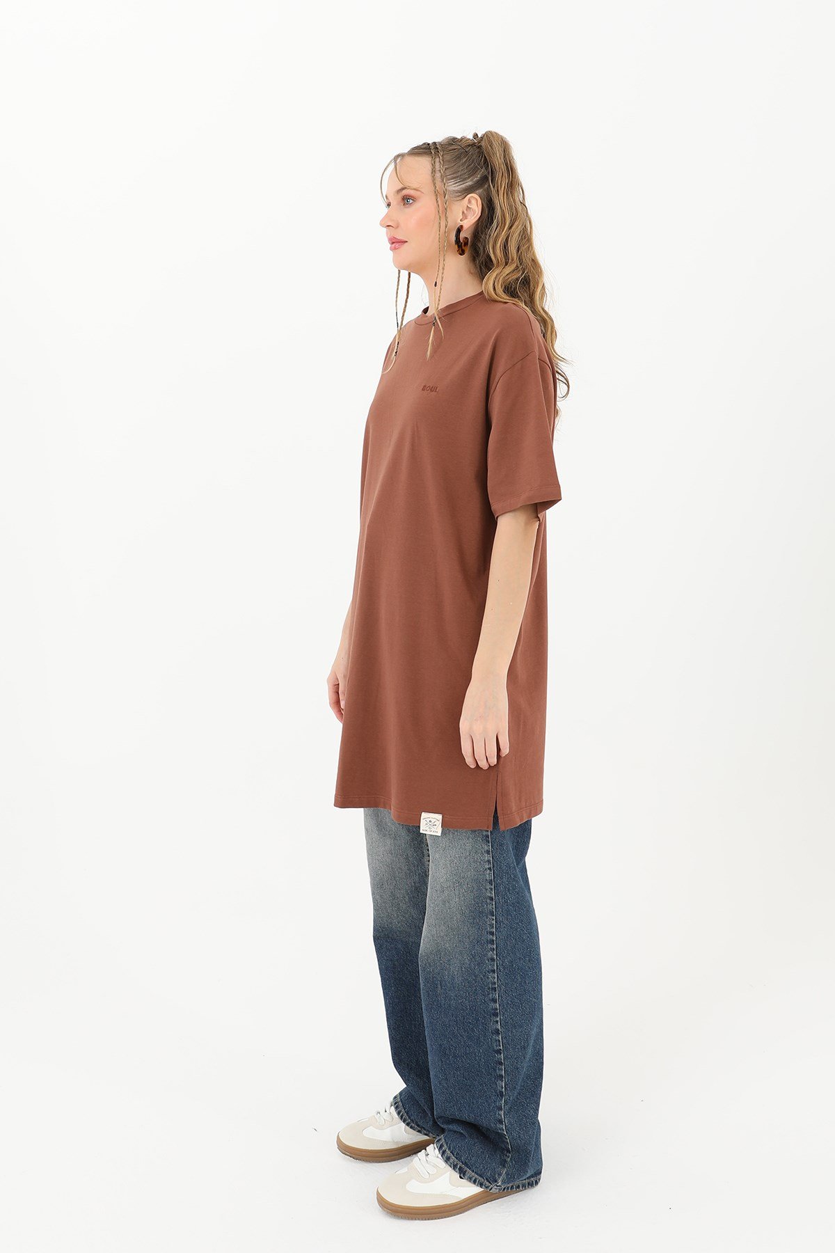 Kadın Basic T-shirt - 30727TSH - Kahverengi Tshirt Soul 