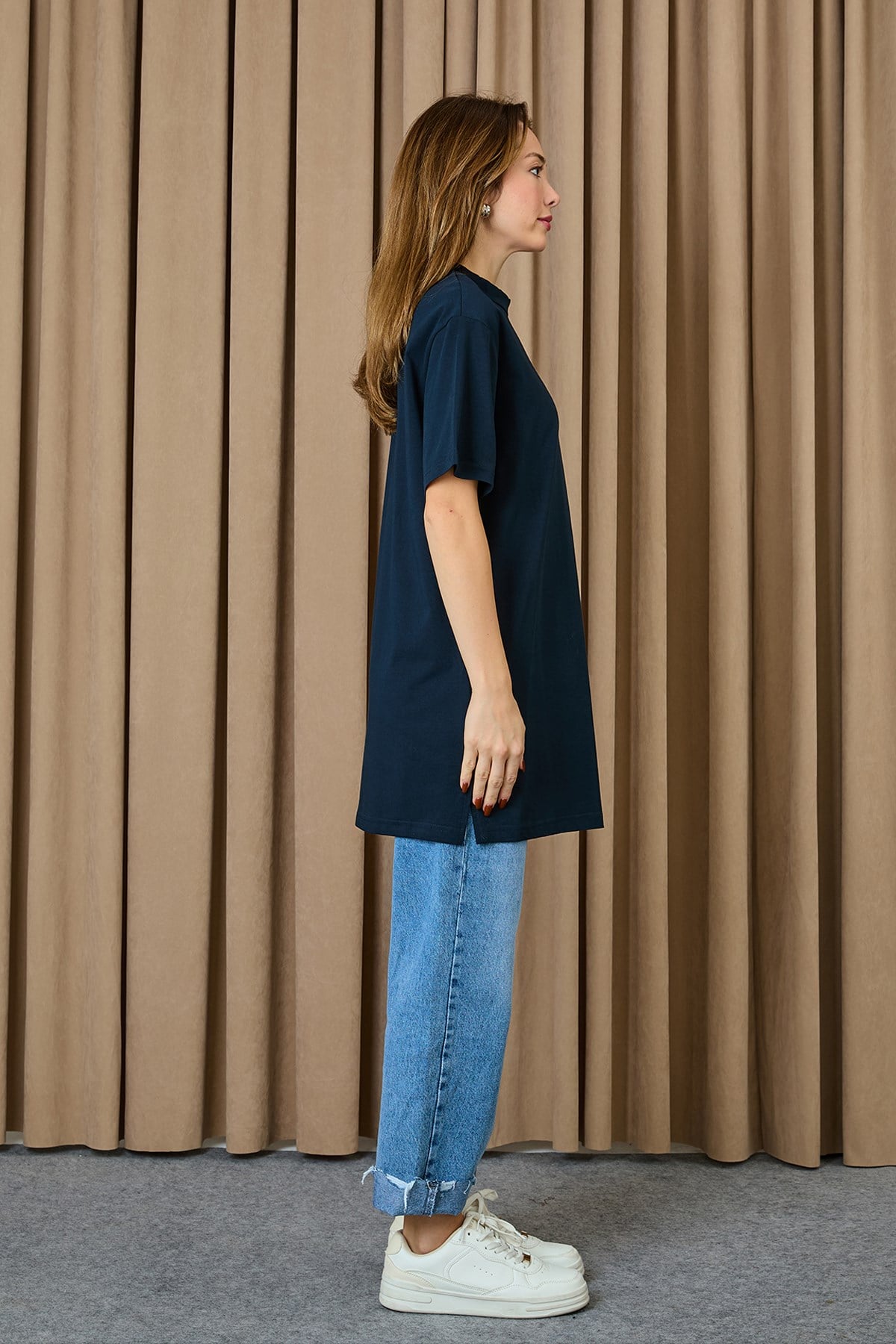 Kadın Basic T-shirt - 30727TSH - Lacivert Tshirt Soul 